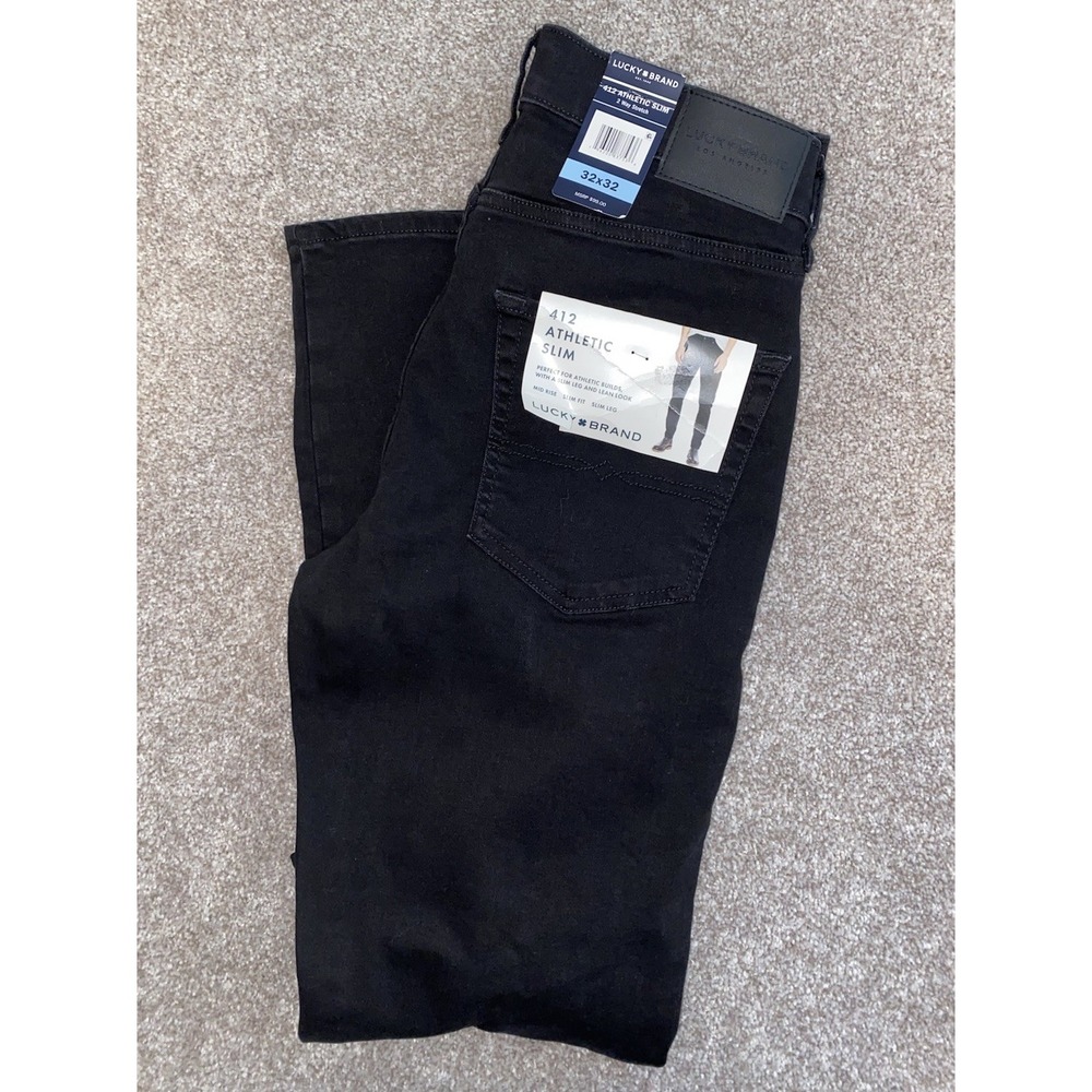 Lucky Brand 412 Athletic Slim 32x32 Black Jeans NWT Trendy Y2K Skater Skating